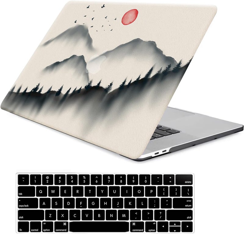 FUNUT for MacBook Air 13 inch Case 2022 2021 2020 2019 2018 Release M1 A2337/A2179/A1932, MacBook Air 2020 Case, Plastic Hard Shell Cover & Keyboard Cover for Mac Air 13.3 inch, Ink Mountain - Image 1